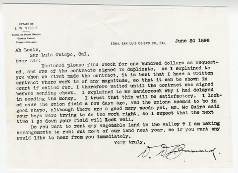 Letter from D. W. Barnard