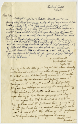 Letter from Avery Morgan to Julia Morgan, September 1, 1898