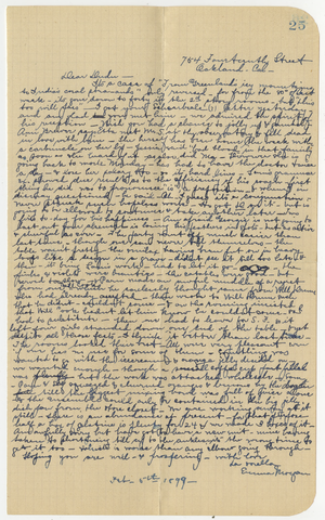 Letter from Emma Morgan to Julia Morgan, February 5, 1899