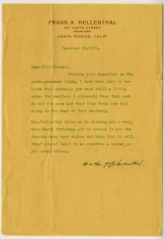 Letter from Frank A. Hellenthal to Julia Morgan, December 23, 1932