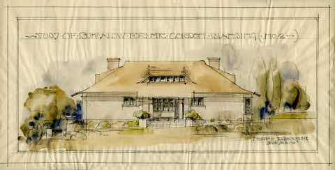 Study of bungalow for Mr. Gordon Blanding (No. 2), Belvedere, Job # 401