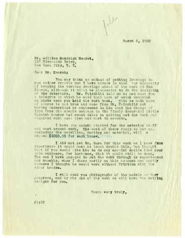 Letter from Julia Morgan to William Randolph Hearst, March 2, 1920