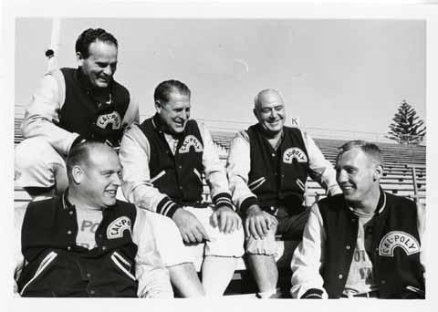 Football Coaches From Left: Sheldon Harden (front), Tom Leff, Howie O'Daniels, Roy Hughes, Walt Will