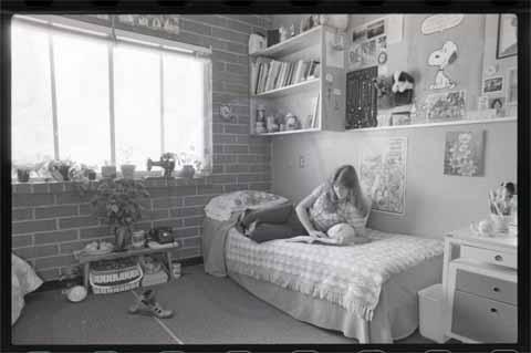 [Student in Red Brick (South Mountain) dorm room]