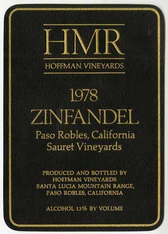 Hoffman Vineyards, Zinfandel, 1978