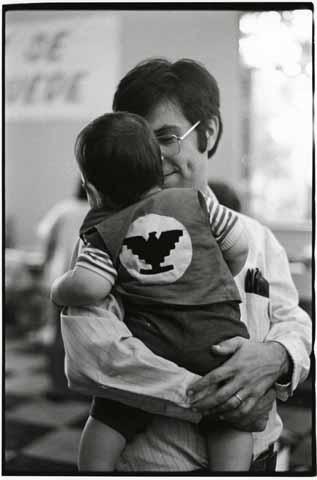 UFW supporter with son