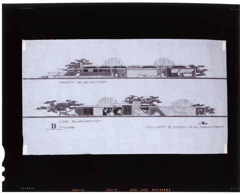 Unidentified residence, front and side elevations, "B Type" [copy transparency]