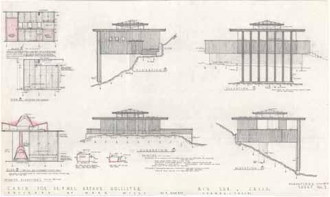 Cabin for Dr. and Mrs. Arthur Hollister, Sycamore Canyon, Big Sur, elevations, sheet no. 3