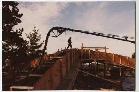 Construction of roof, crane and Mark Mills in silhouette, Janko, Dr. and Mrs. Albert, residential, M