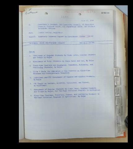 Quarterly internal report on enrollment, Summer 1966