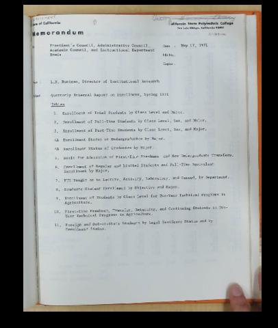 Quarterly internal report on enrollment, Spring 1971