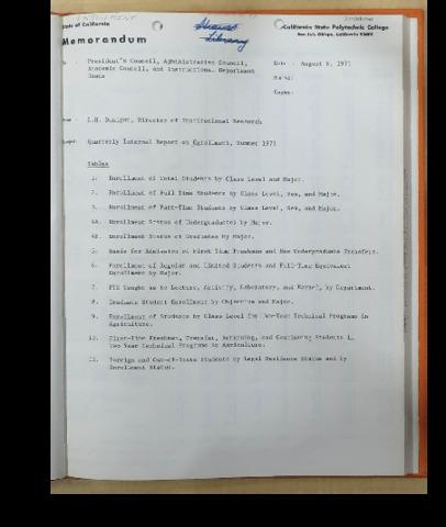 Quarterly internal report on enrollment, Summer 1971
