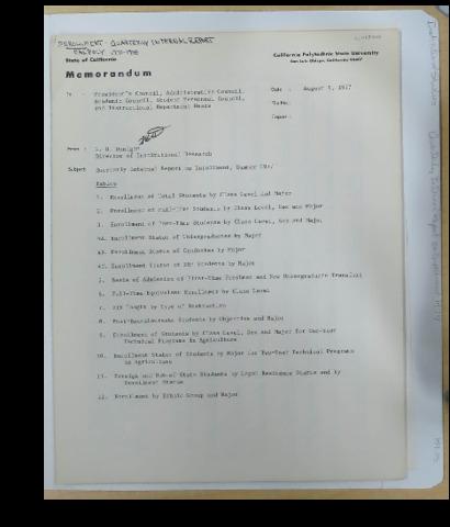 Quarterly internal report on enrollment, Summer 1977