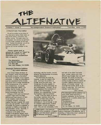 The Alternative, volume 1, issue 3, June 3, 1986