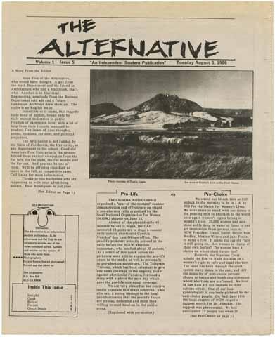 The Alternative, volume 1, issue 5, August 5, 1986