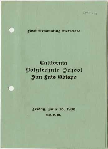 First Graduating Exercises program, June 15, 1906