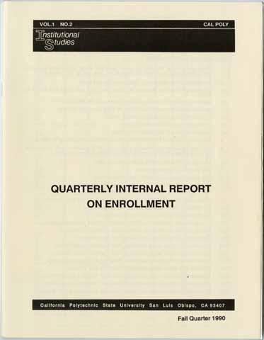 Quarterly Internal Report on Enrollment, Fall Quarter 1990