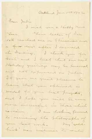 Letter from Charles B. Morgan to Julia Morgan, January 1, 1902