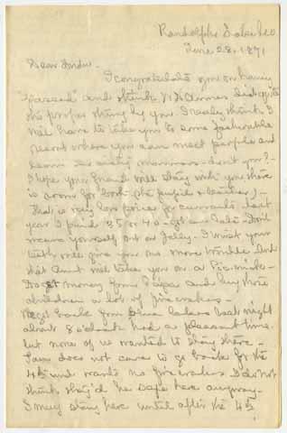 Letter from Eliza Morgan to Julia Morgan, June 28, 1891