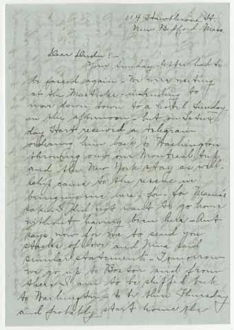 Letter from Emma Morgan to Julia Morgan, November 22, circa 1901