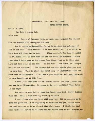 Correspondence to R.E. Jack from A.S. Whitsel