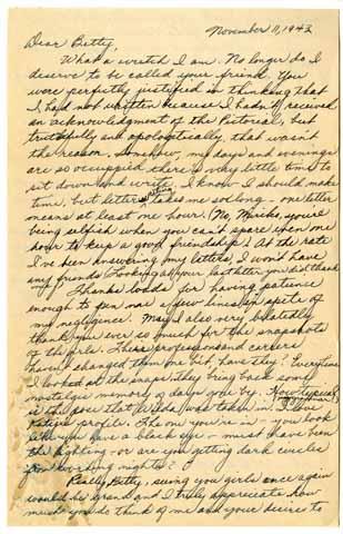 Correspondence from Miriko Nagahama to Betty Salzman, November 11, 1943