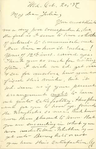 Letter from Lucy Le Brun to Julia Morgan, 1897