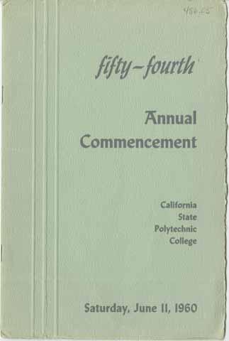 Fifty-Fourth Annual Commencement [program], California State Polytechnic College, Saturday, June 11,