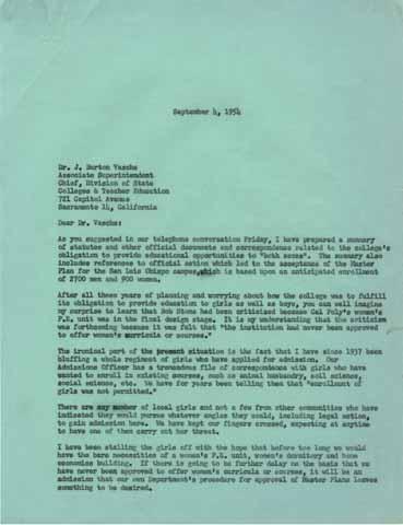 Letter from Julian McPhee to Dr. J. Burton Vasche, September 4, 1954