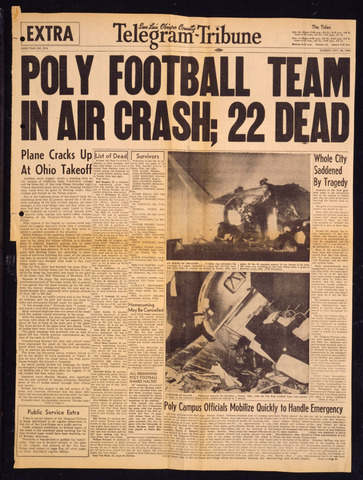 image of front page of the SLO Telegram Tribune with with coverage of the crash