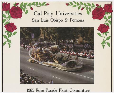 Cal Poly Universities, San Luis Obispo and Pomona, Rose Parade float, 1985