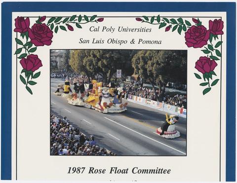 Cal Poly Universities, San Luis Obispo and Pomona, Rose float, 1987