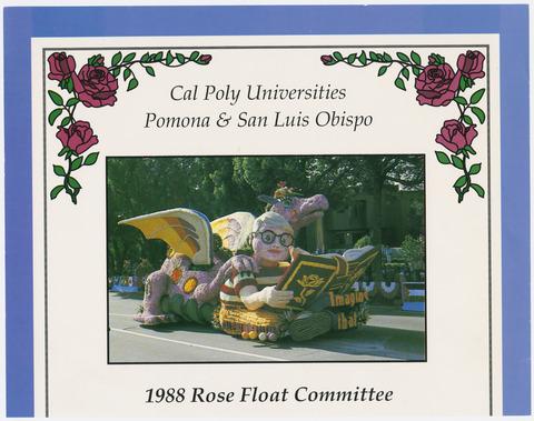Cal Poly Universities, Pomona and San Luis Obispo, Rose float, 1988