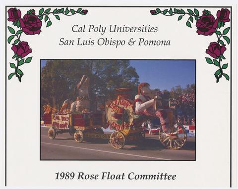 Cal Poly Universities, San Luis Obispo and Pomona, Rose float, 1989