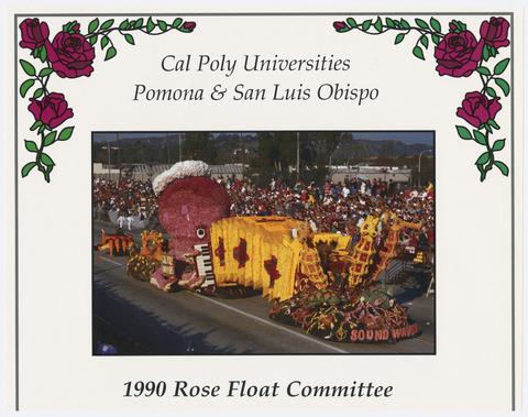 Cal Poly Universities, Pomona and San Luis Obispo, Rose float, 1990
