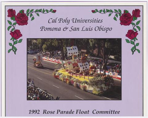 Cal Poly Universities, Pomona and San Luis Obispo, Rose float, 1992