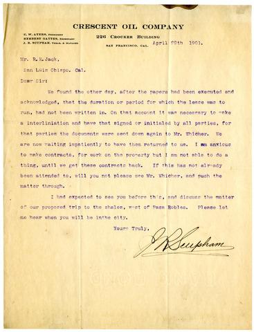 Correspondence to R.E. Jack from J.R. Scupham