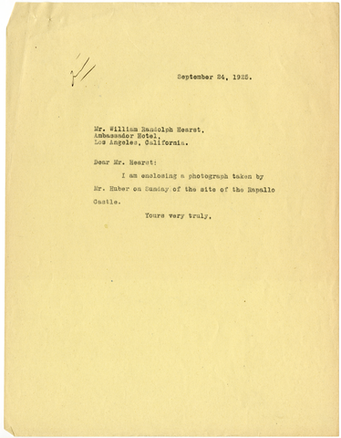Letter from Julia Morgan to William Randolph Hearst, September 24, 1925