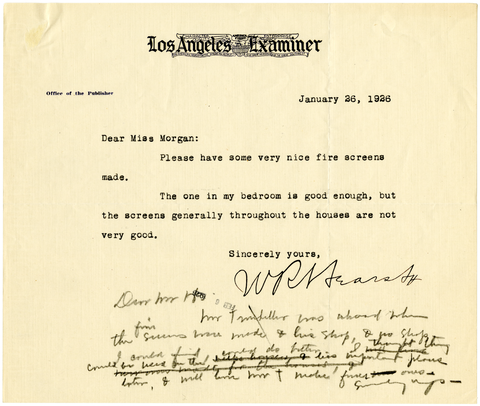 Letter from William Randolph Hearst to Julia Morgan, January 26, 1926