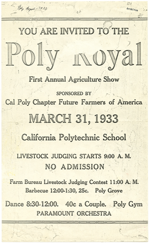 Invitation to First Poly Royal in 1933