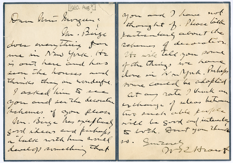 Letter from William Randolph Hearst to Julia Morgan, August 1920