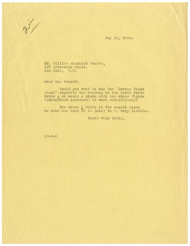 Letter from Julia Morgan to William Randolph Hearst, May 16, 1924
