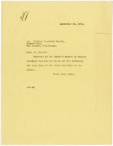 Letter from Julia Morgan to William Randolph Hearst, September 23, 1924