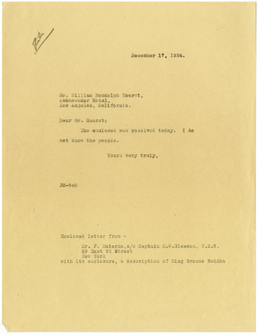 Letter from Julia Morgan to William Randolph Hearst, December 17, 1924