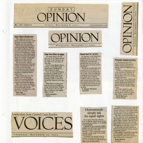 Newspaper opinion articles, December 2002