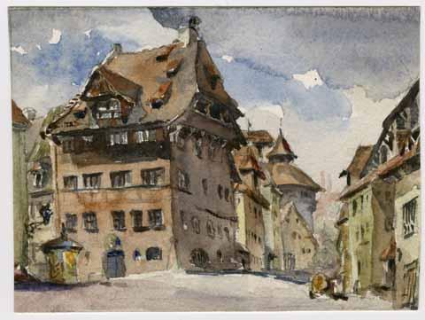 [Watercolor painting of Dürer's house in Nuremberg, circa 1901]