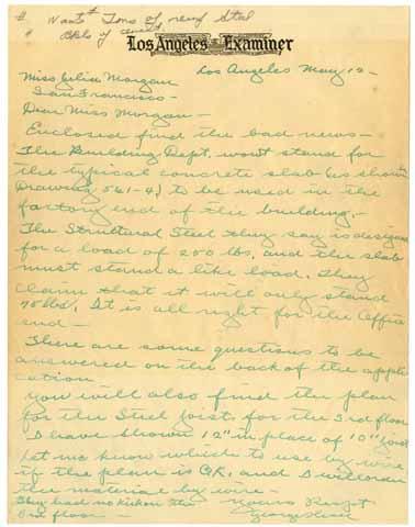 [Letter from George Hesse to Julia Morgan]