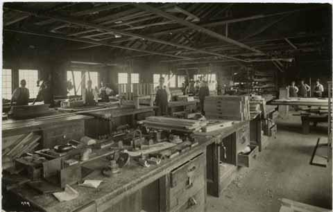 Students at work in Carpenter Shop