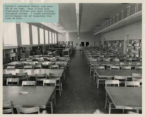 Dexter Library Periodicals reading room, circa 1950