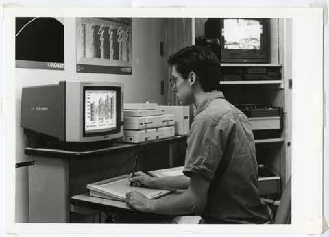 Computer Engineer student illustrating a computer graphic